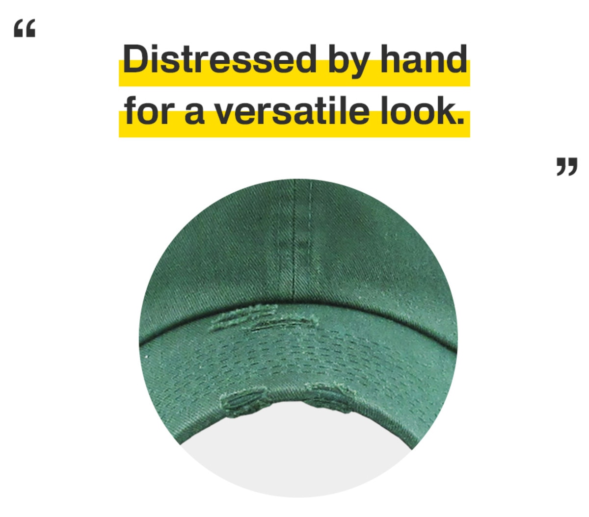 Hunter Green Distressed Vintage Baseball Cap Front View